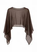Sheer Draped Poncho Top | Chocolate Brown
