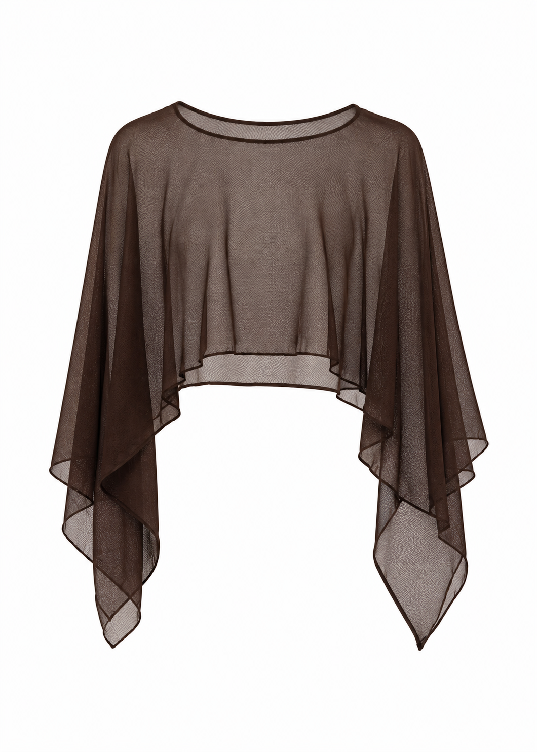 Sheer Draped Poncho Top | Chocolate Brown