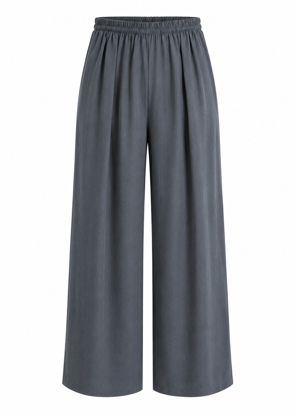 Wide-Leg Pleated Pants – Charcoal