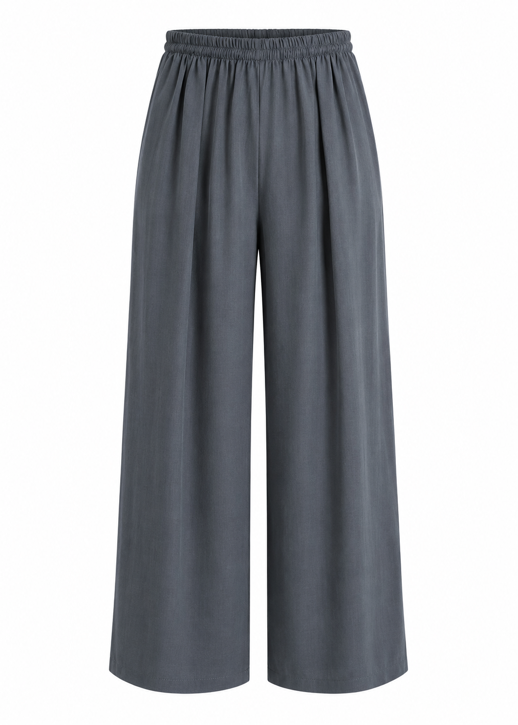 Wide-Leg Pleated Pants – Charcoal