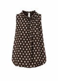 Polka Dot Bubble Hem Blouse – Chocolate