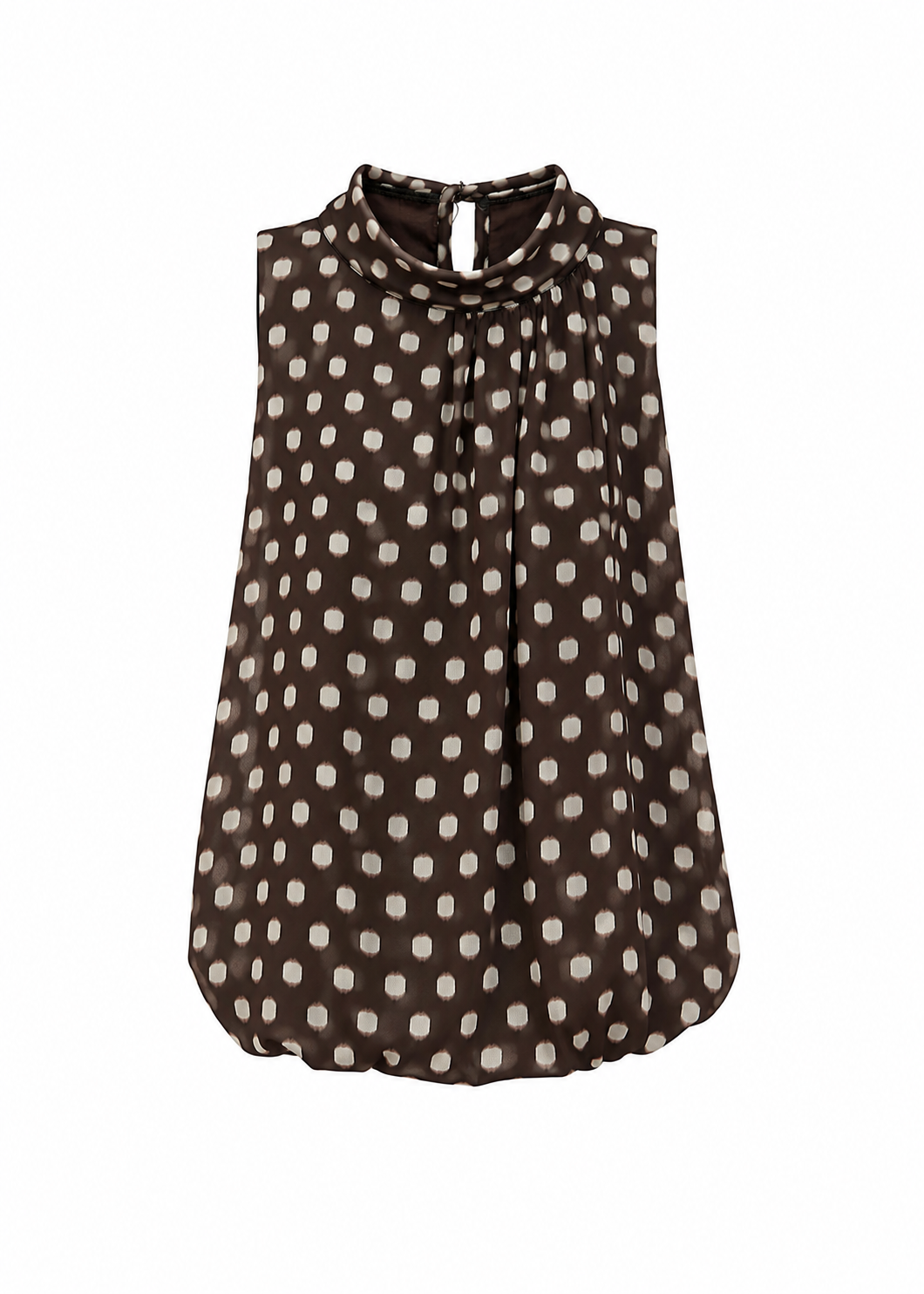 Polka Dot Bubble Hem Blouse – Chocolate