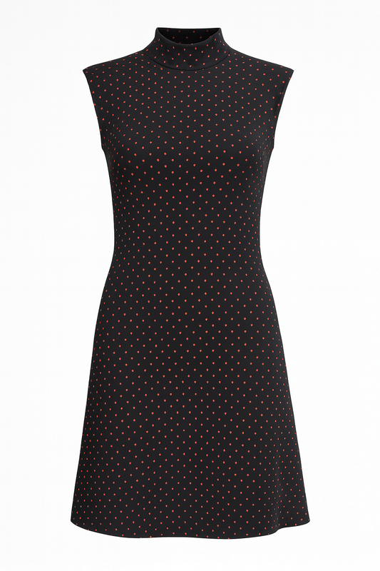Black Sparkle Polka Mini Dress