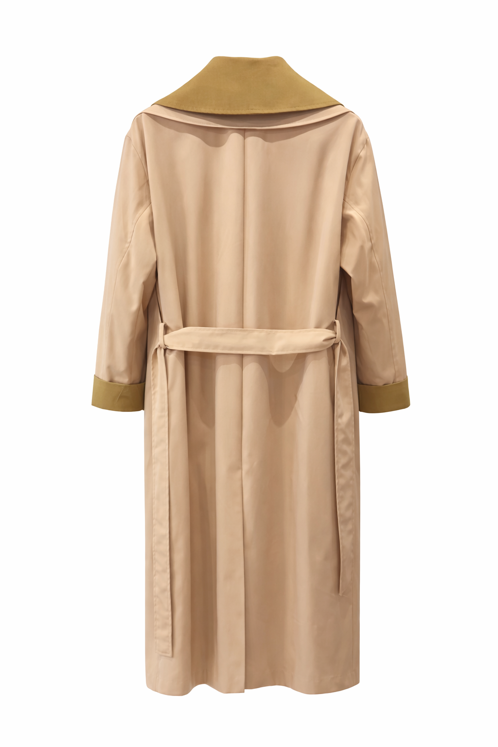 Beige Trench Coat with Olive Details