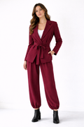 Burgundy Jogger Pants & Blazer Set - Premium Two-Piece Suit