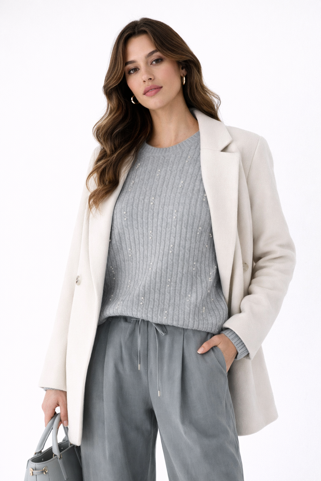 Ribbed Knit Embellished Sweater - Premium Handcrafted Knitwear