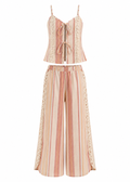 Blush Stripe Crochet Lace Cami Top & Palazzo Pants Co-ord Set | Lumina