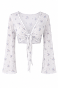 Sunset Bay White Floral Mesh Crop Top (PRE-ORDER)