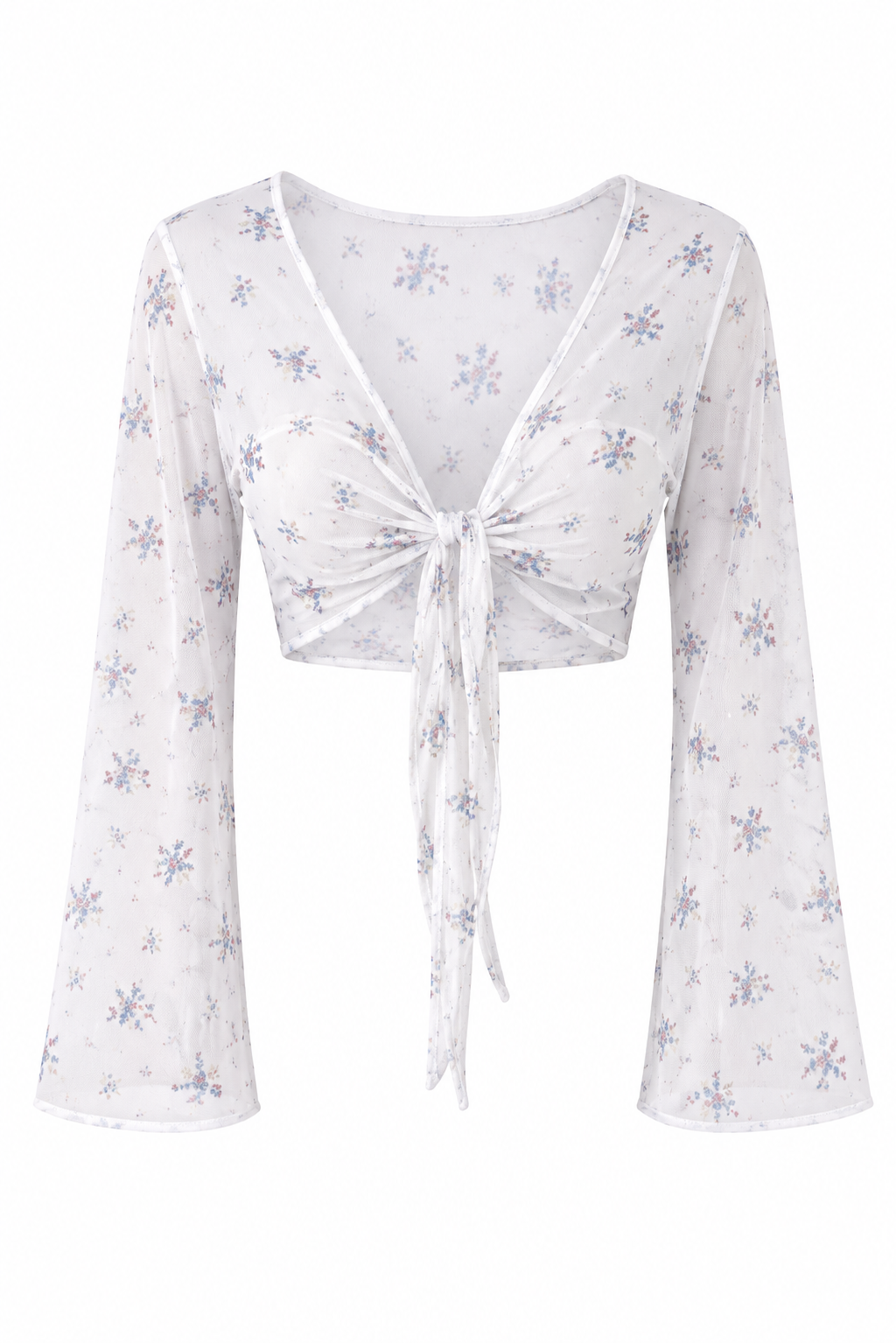 Sunset Bay White Floral Mesh Crop Top (PRE-ORDER)