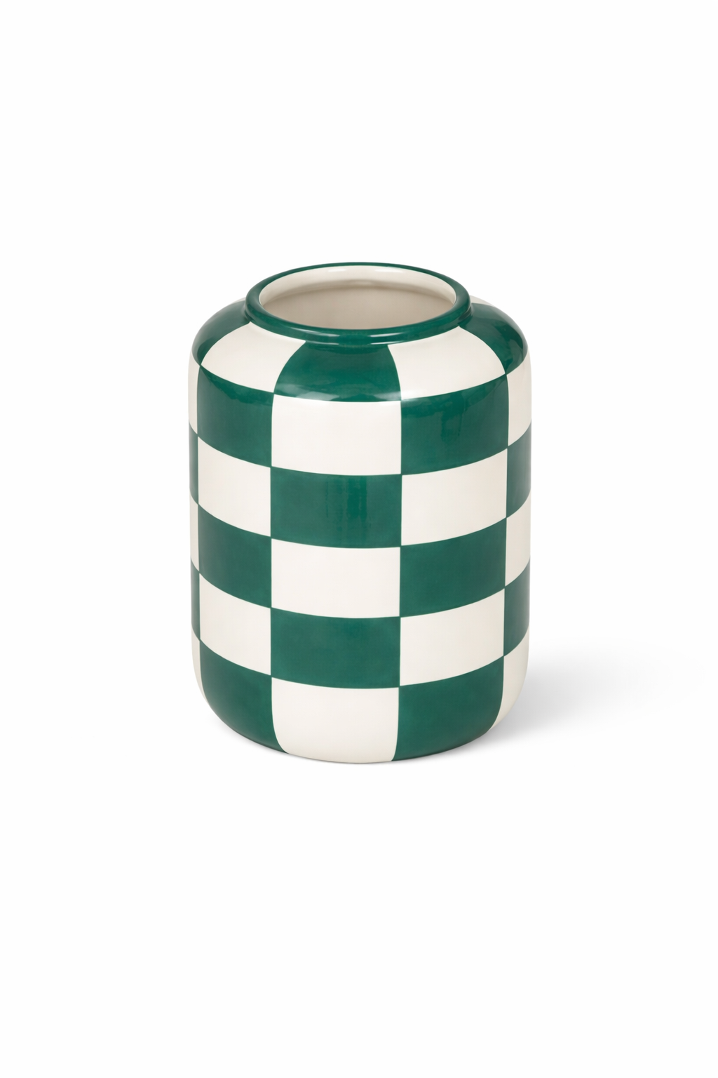 Checkered Ceramic Vase 11×14cm