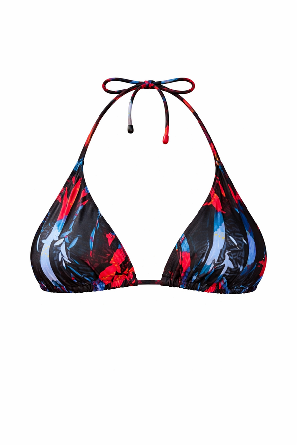 Midnight Bloom Tropical Triangle Bikini Top