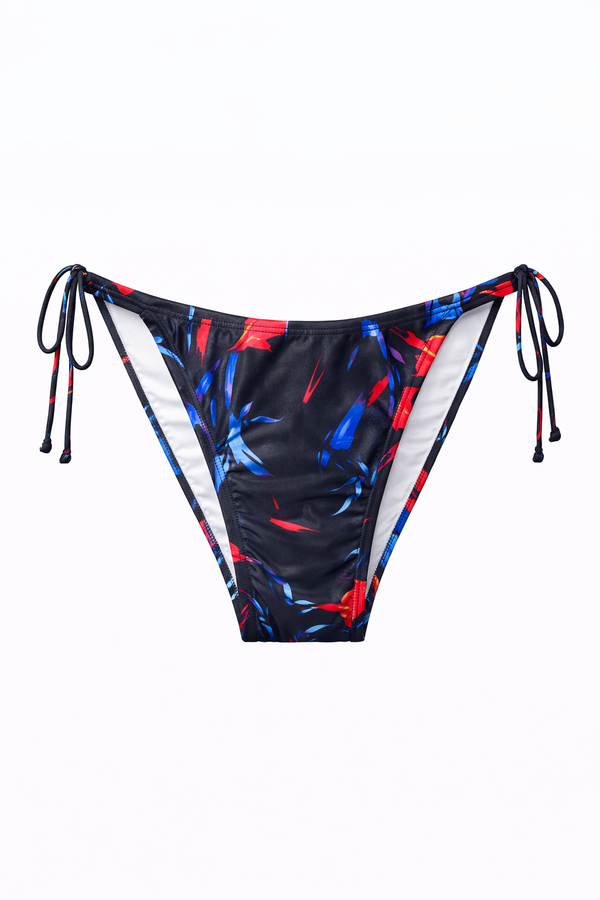 Midnight Bloom Side Ties Bikini Bottom - Greek Made Luxury Swimwear