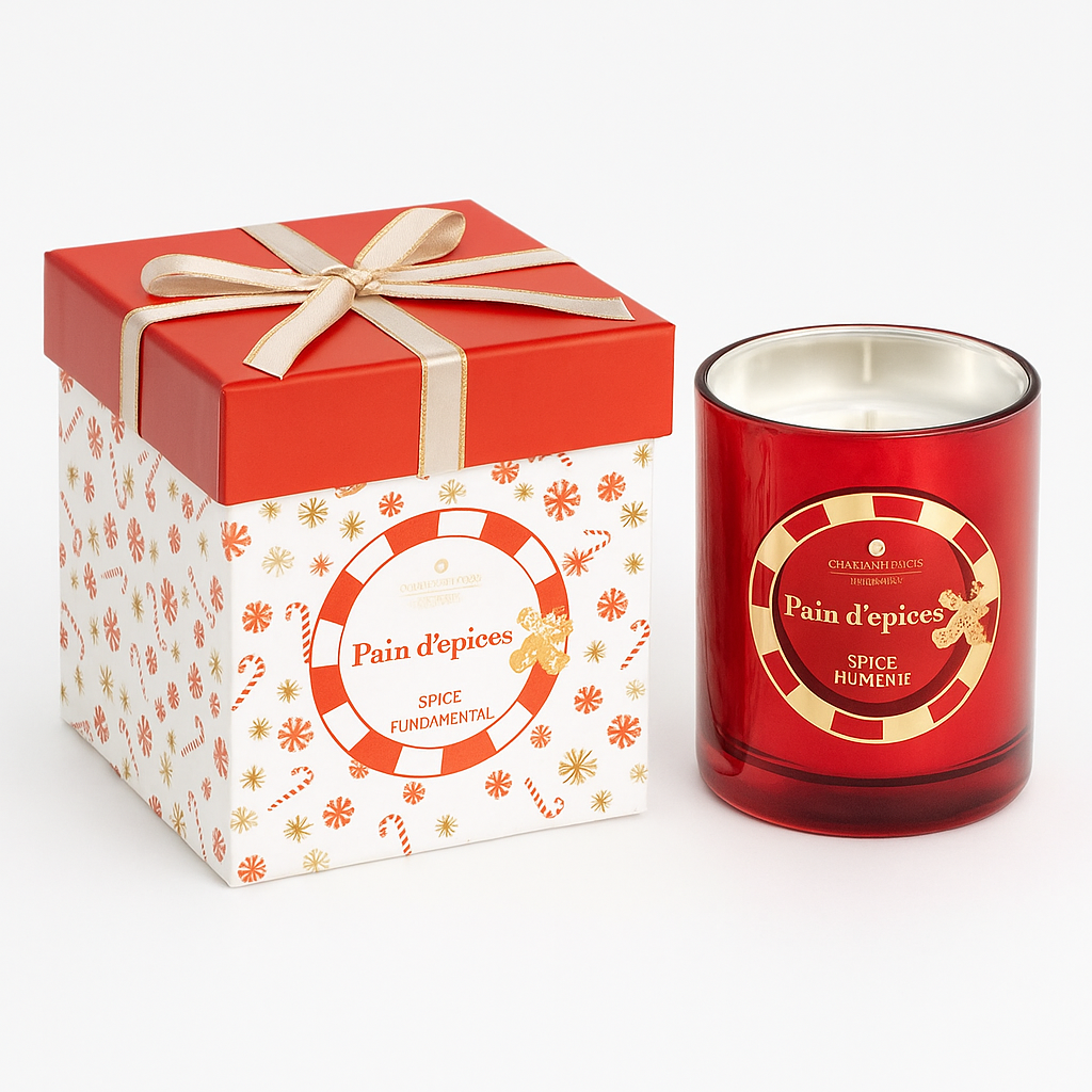 Red Glass Candle in Box 8cm Diameter, H10cm