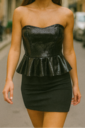 Black Shiny Ruffled Corset