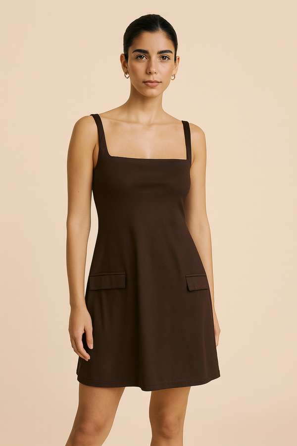 Suede Cordelia Mini Dress Chocolate