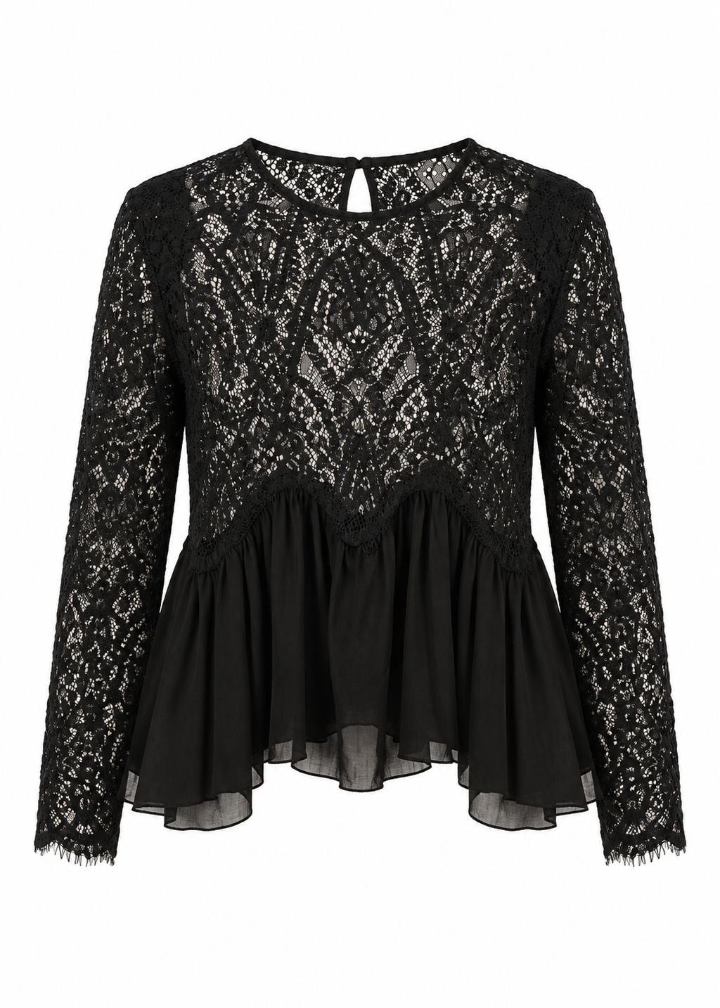 Black lace peplum top