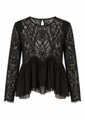 Black lace peplum top