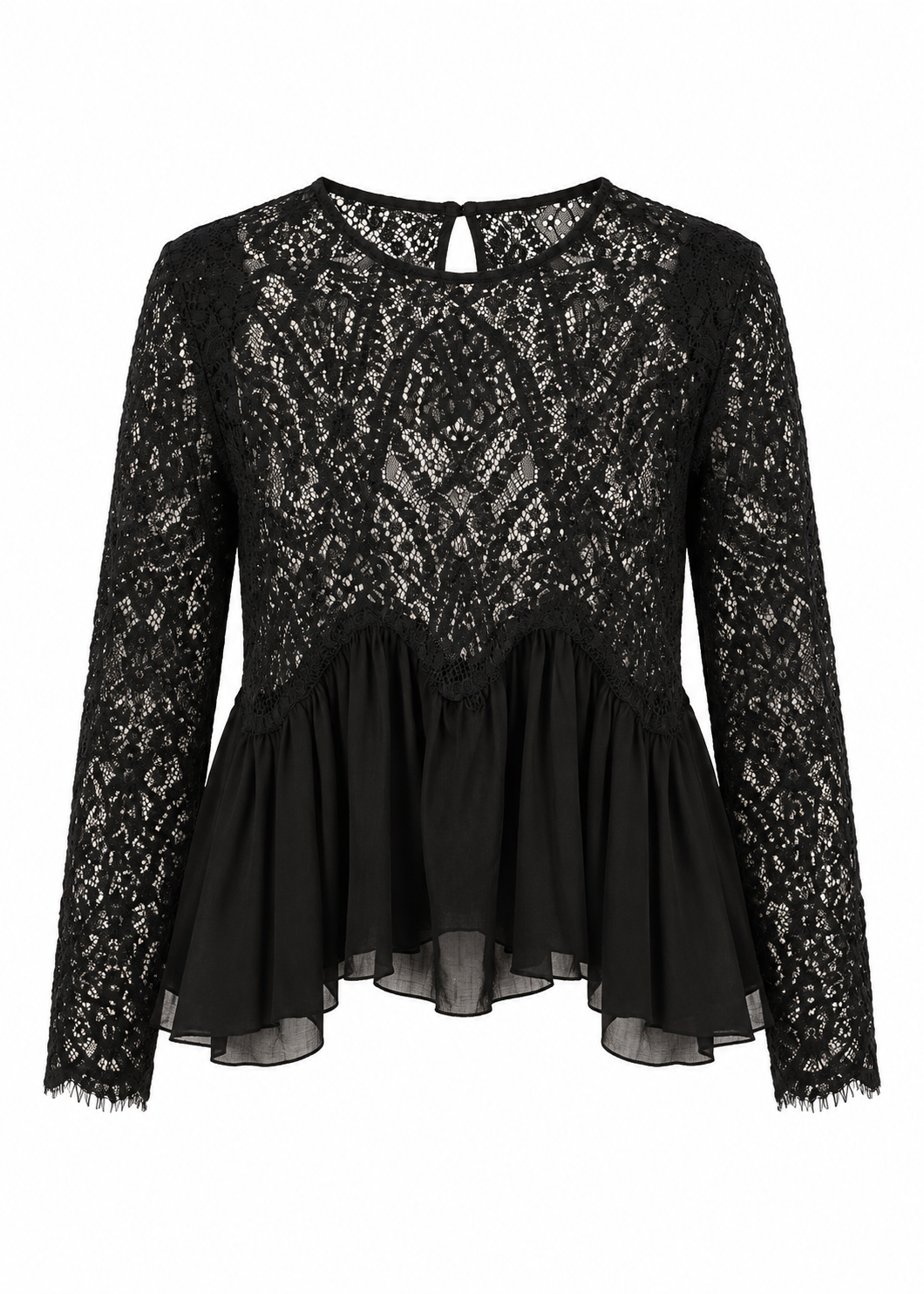 Black lace peplum top