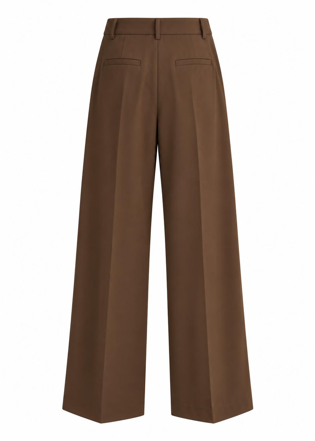Brown Pleated Wide-Leg Trousers