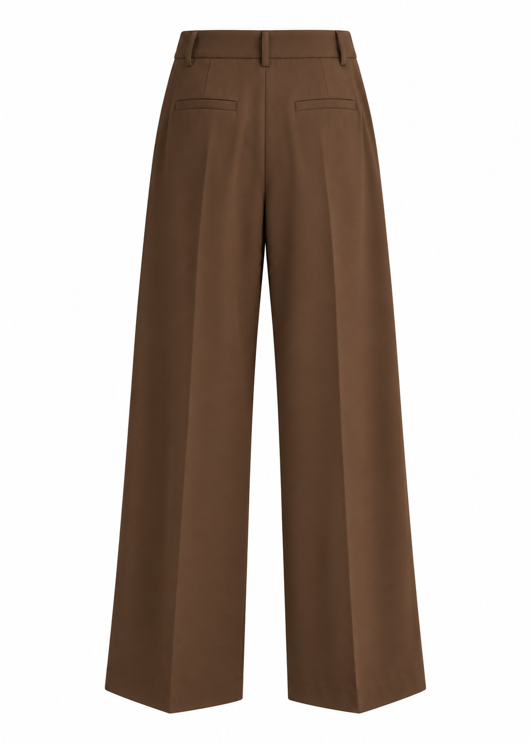 Brown Pleated Wide-Leg Trousers