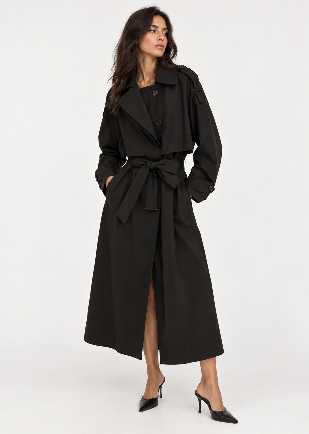 Black Belted Trench Coat