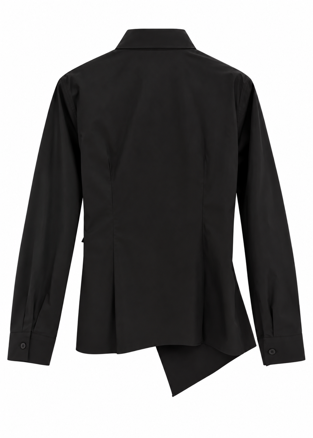 Black Tie-Front Asymmetric Hem Shirt