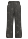 Model wearing charcoal wide-leg jeans with scattered rhinestone embellishment