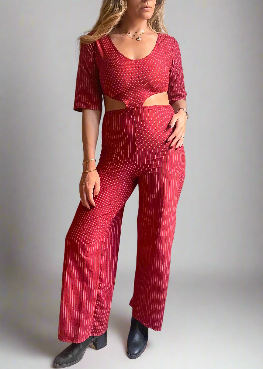 Striped Mona Cutout Jumpsuit