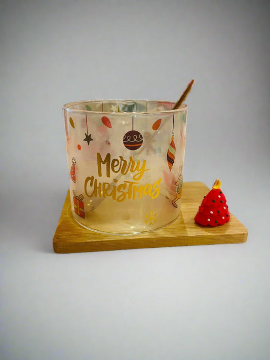 Glass Merry Christmas Mug Set