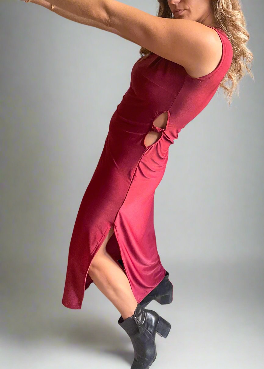 Alicia Burgundy Cutout Dress