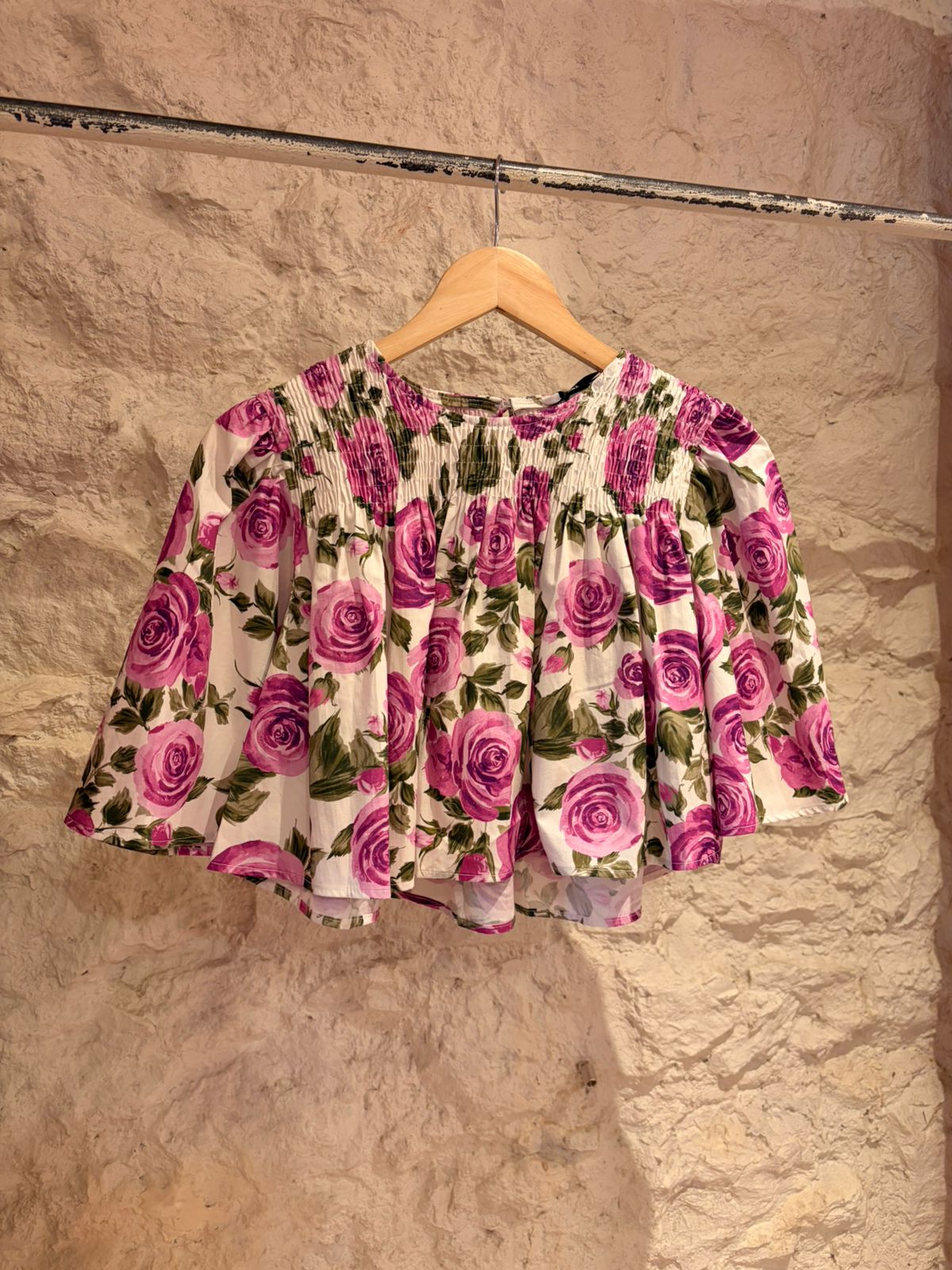 Crop Blouse with All-Over Floral Print