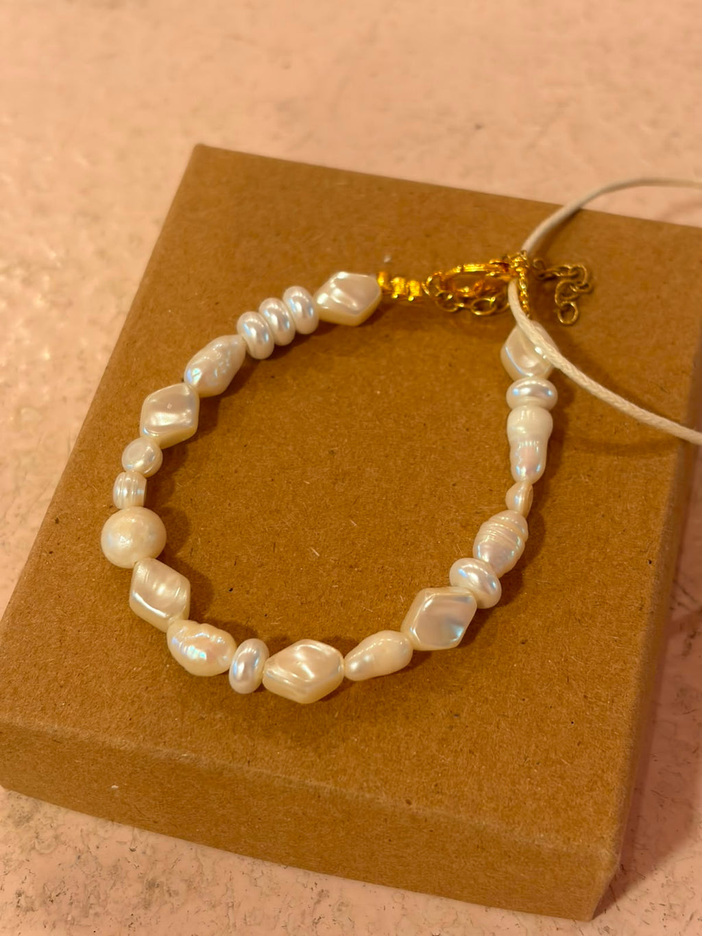 Handmade Baroque Freshwater Pearl Bracelet (014) | Gold Clasp