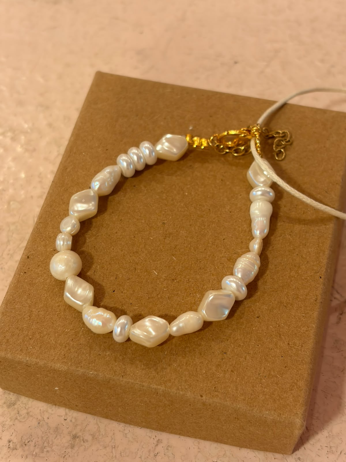 Handmade Baroque Freshwater Pearl Bracelet (014) | Gold Clasp