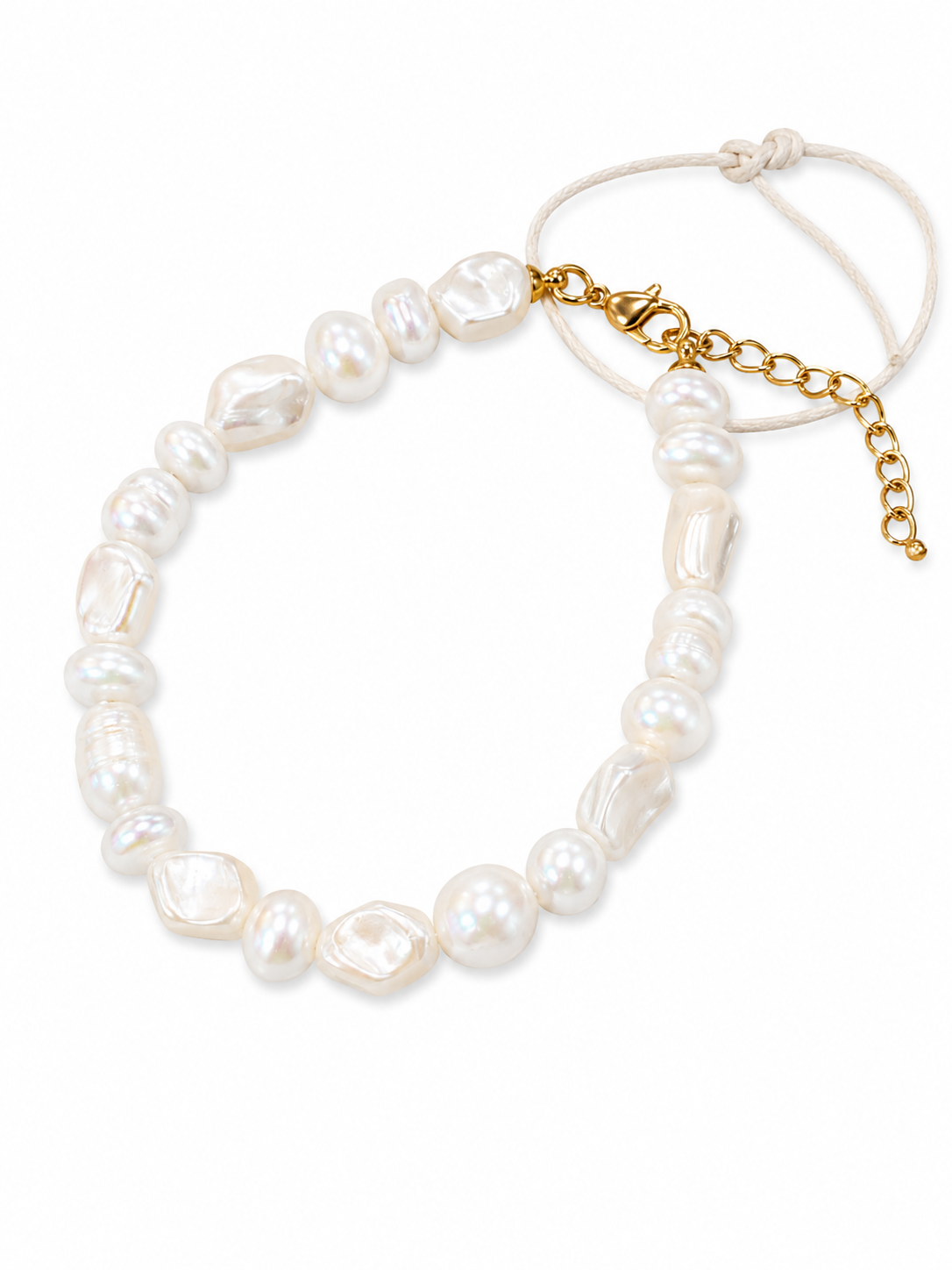 Handmade Baroque Freshwater Pearl Bracelet (014) | Gold Clasp