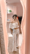 Azul Off-White Lace Trousers