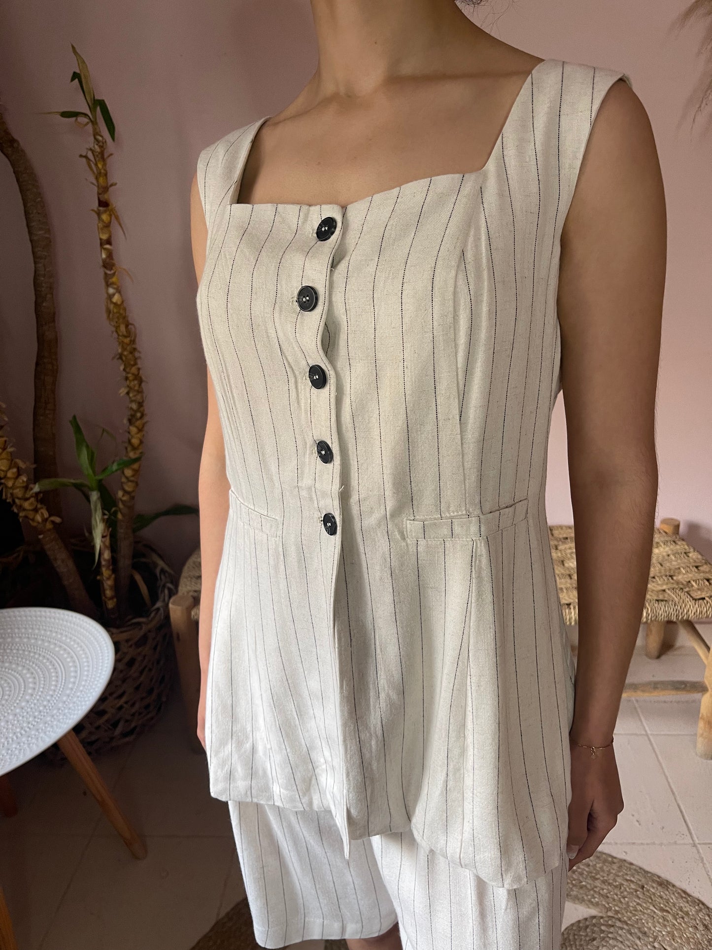 Off-white Pinstripe Vest