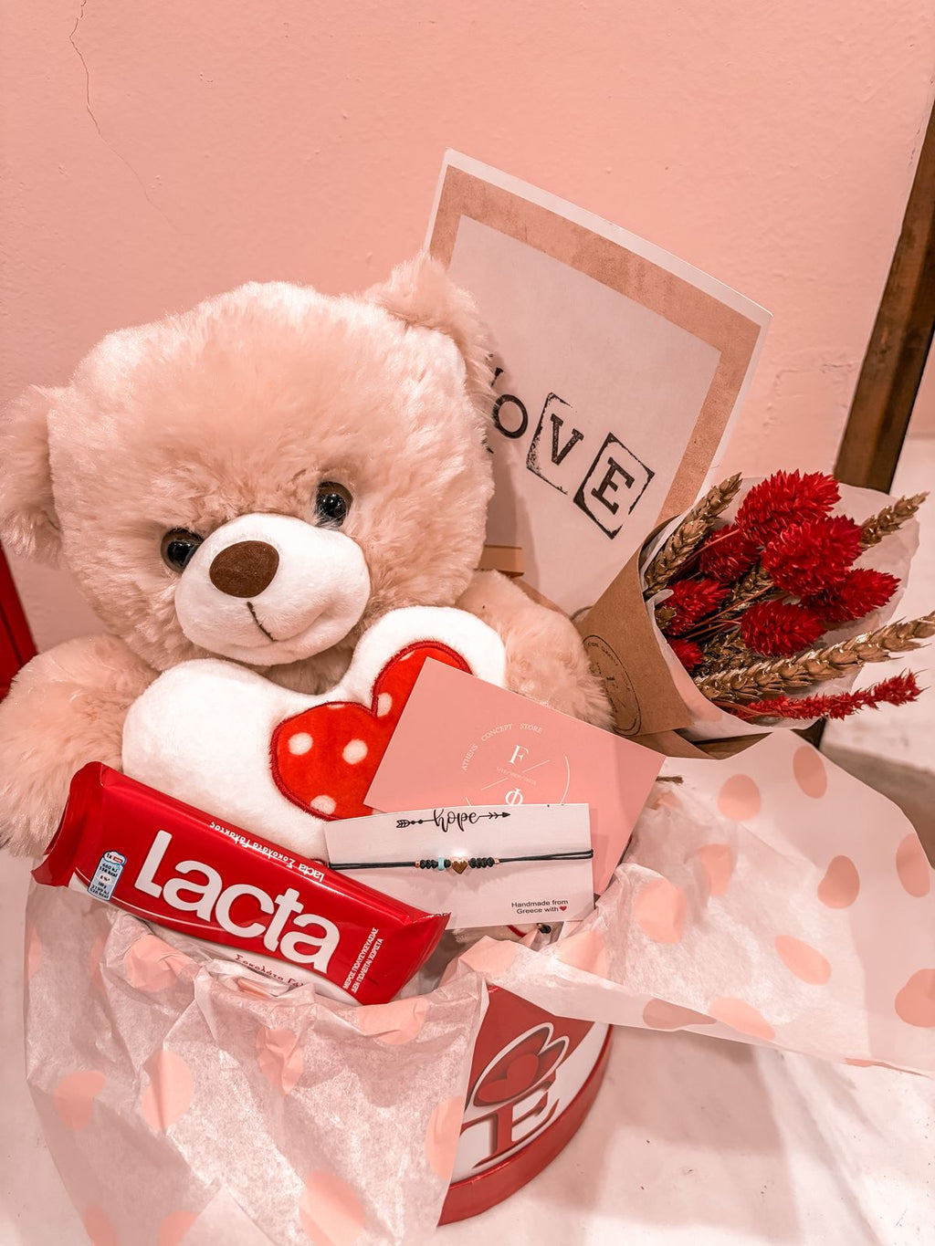 Valentine's Gift Box with Teddy Bear & Bracelet
