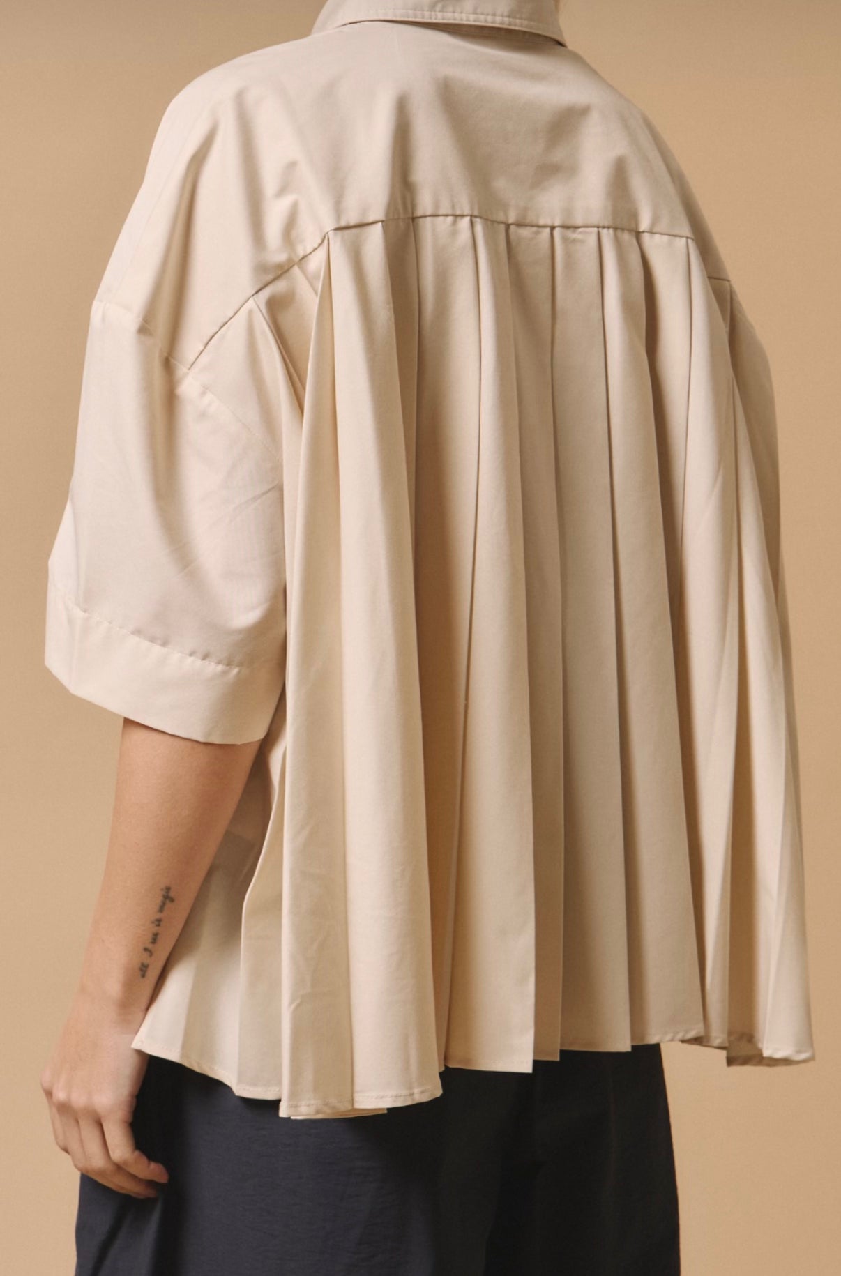 Light Peach Oversized Button-Up Shirt