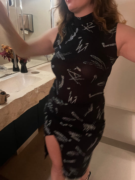 Sleek Noir Glitter Mesh Κορμάκι