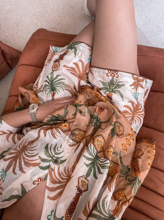 Palm Beach Cotton Printed Blouse & Shorts Set