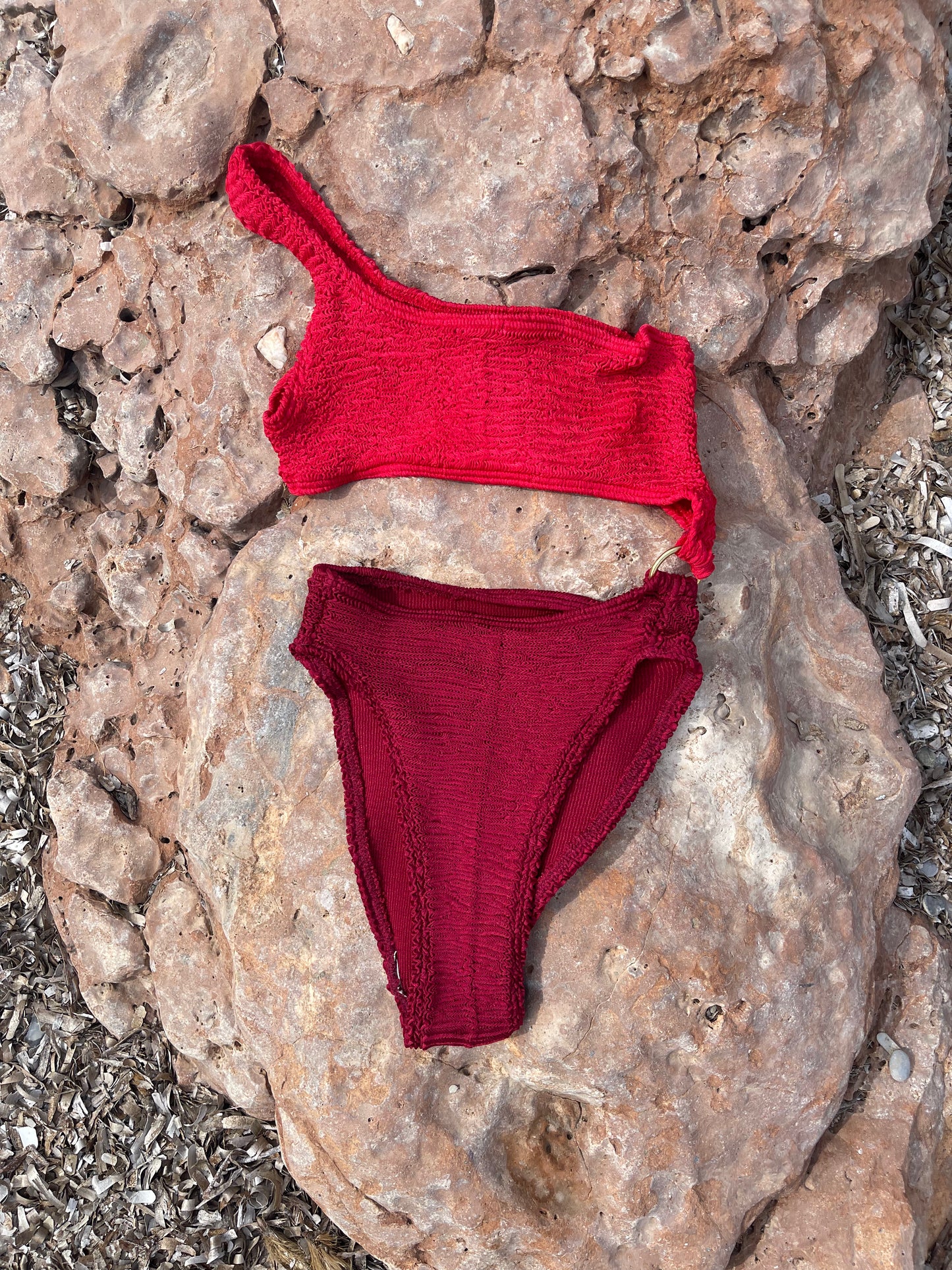 Coraline One-Shoulder Crinkle Swimsuit