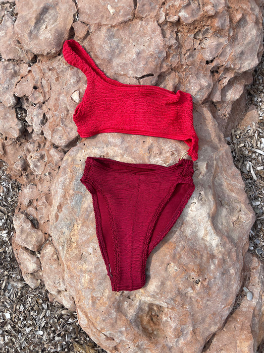 Coraline One-Shoulder Crinkle Swimsuit