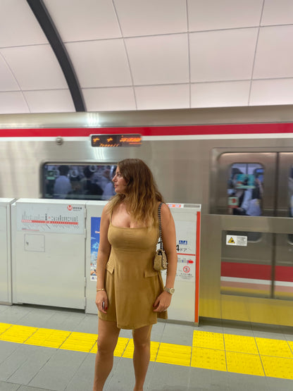 Suede Cordelia Mini Dress Camel