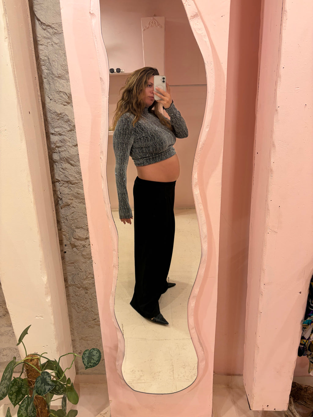 Afterglow Metallic-Stripe High-Neck Bodysuit
