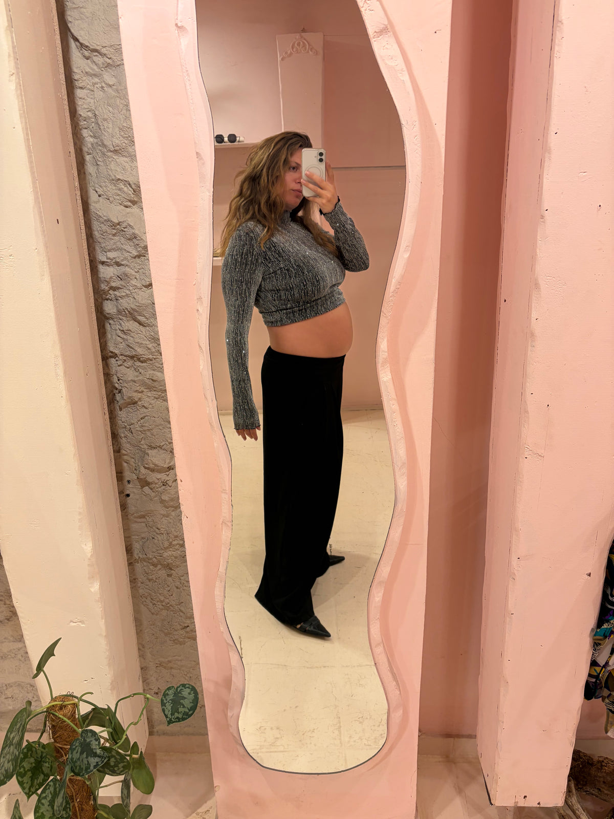Afterglow Metallic-Stripe High-Neck Bodysuit
