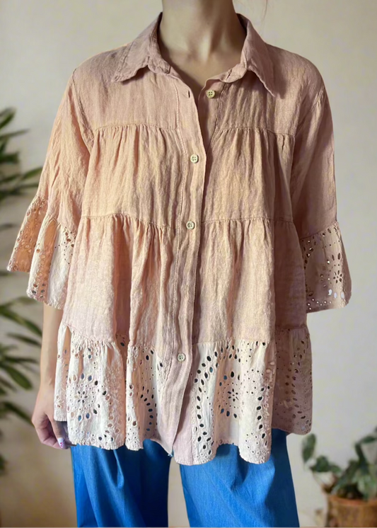 Linen-Cotton Oversized Shirt
