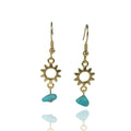 Helios — Gold Sun & Raw Turquoise Drop Earrings