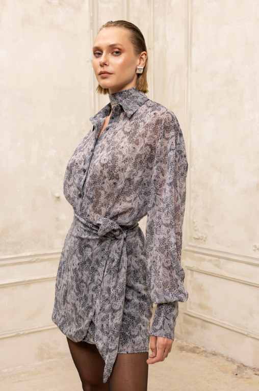 Unveiled Lace Wrap Skirt grey