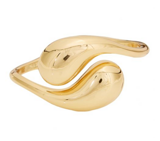 Gold Metal Cuff Bracelet with Double Teardrop Design