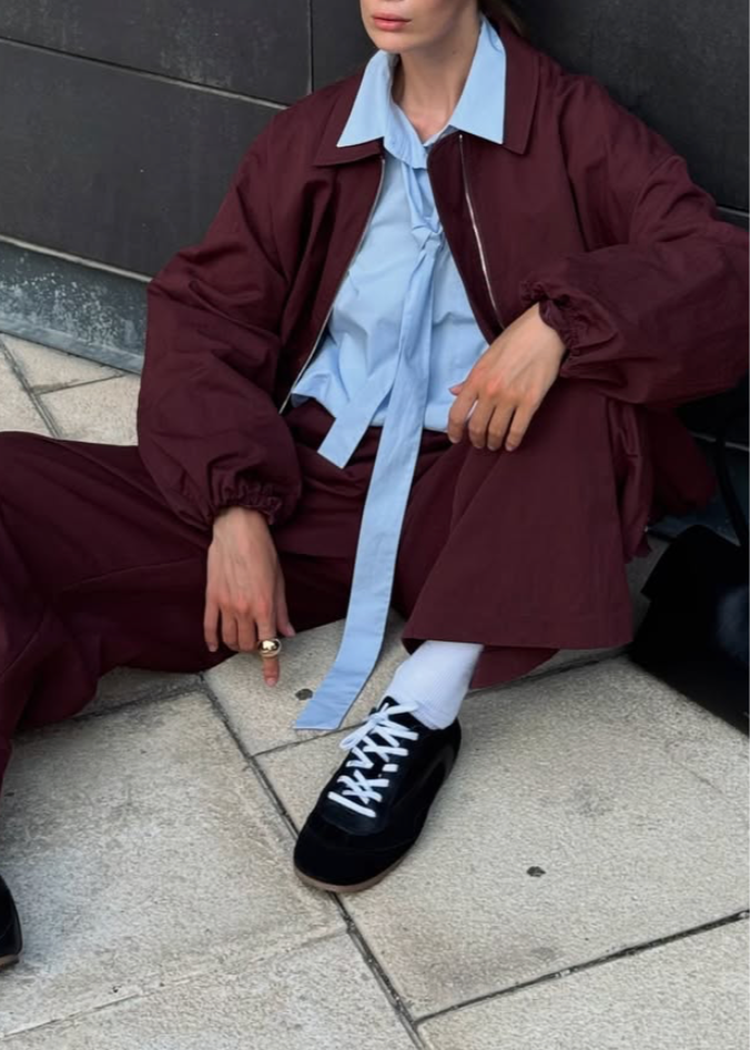 Wide-Leg Burgundy Trousers